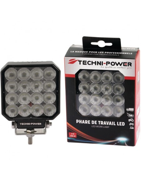 PHARE LED CARRE 12/24V 25W 2000 LUMENS TECHNI-POWER