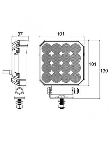 PHARE LED CARRE 12/24V 25W 2000 LUMENS TECHNI-POWER