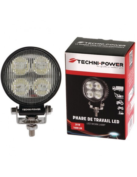 PHARE LED ROND 12/24V 20W 1600 LUMENS TECHNI-POWER