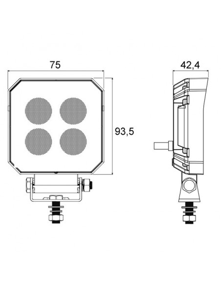 PHARE LED CARRE 12/24V 20W 1600 LUMENS TECHNI-POWER