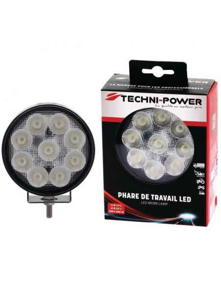 PHARE LED ROND 12/24V 42W 3800 LUMENS AVEC PROTECTION DE SURCHAUFFE TECHNI-POWER