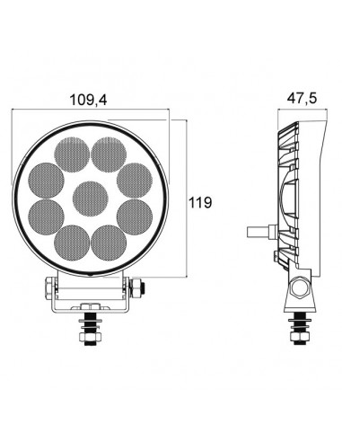 PHARE LED ROND 12/24V 42W 3800 LUMENS AVEC PROTECTION DE SURCHAUFFE TECHNI-POWER