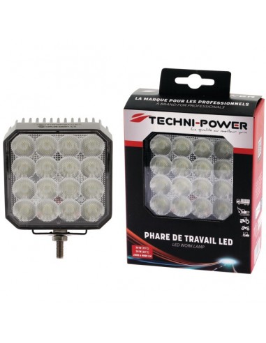 PHARE LED CARRE 12/24V 42W 4000 LUMENS AVEC PROTECTION DE SURCHAUFFE TECHNI-POWER