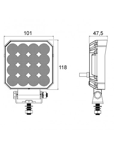PHARE LED CARRE 12/24V 42W 4000 LUMENS AVEC PROTECTION DE SURCHAUFFE TECHNI-POWER
