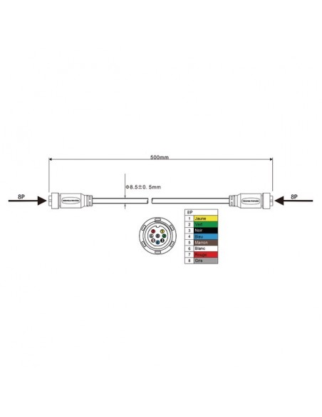 CABLE DE LIAISON FEMELLE-FEMELLE 8 PIN 0,5M TECHNI-POWER