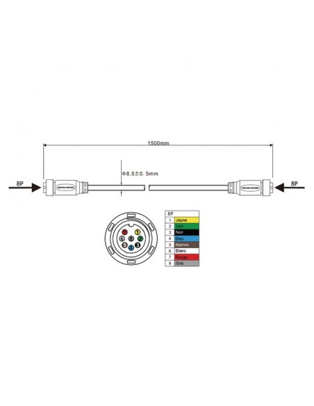 CABLE DE LIAISON FEMELLE-FEMELLE 8 PIN 1,5M TECHNI-POWER