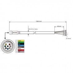 CABLE DE LIAISON MALE-COSSE  6,35 8 PIN 1M TECHNI-POWER 2