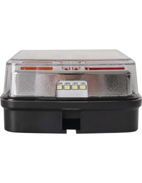 FEU ARRIERE GAUCHE DYNAMIQUE CARRE 3 FONCTIONS 12-24V CONNEXION RAPIDE MALE 8 PIN TECHNI-POWER