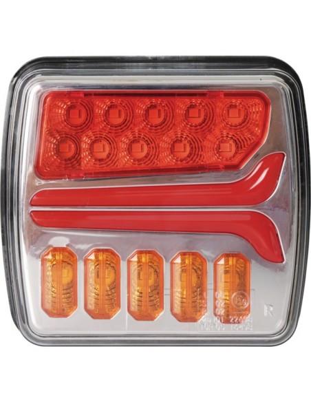 FEU ARRIERE DROIT DYNAMIQUE CARRE 3 FONCTIONS 12-24V CONNEXION RAPIDE MALE 8 PIN TECHNI-POWER