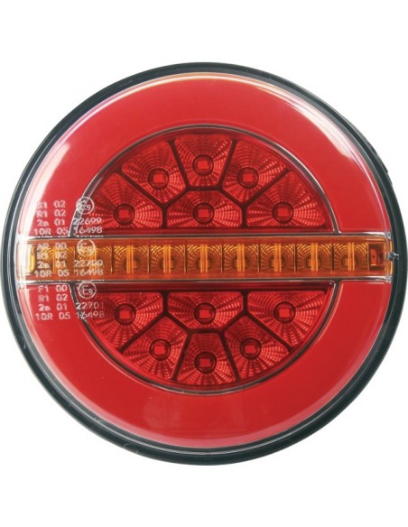 FEU ARRIERE GAUCHE DYNAMIQUE ROND 3 FONCTIONS 12-24V CONNEXION RAPIDE MALE 8 PIN TECHNI-POWER