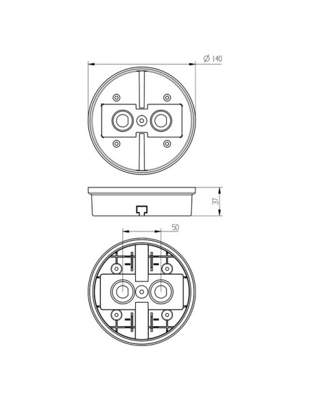 FEU ARRIERE DROIT DYNAMIQUE ROND 3 FONCTIONS 12-24V CONNEXION RAPIDE MALE 8 PIN TECHNI-POWER
