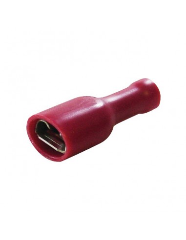 COSSE PLATE FEMELLE ROUGE ISOLEE 6,3MM SACHET DE 100