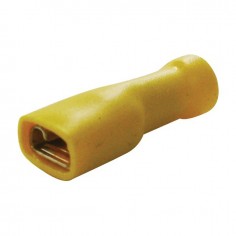 COSSE PLATE FEMELLE JAUNE ISOLEE 6,3MM SACHET DE 100