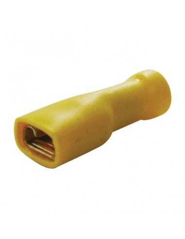 COSSE PLATE FEMELLE JAUNE ISOLEE 6,3MM SACHET DE 100