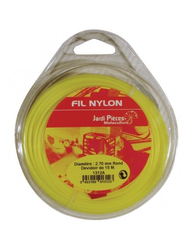 FIL DE DEBROUSSAILLEUSE ROND 15M 1,3 MM JAUNE DEVIDOIR BLISTER