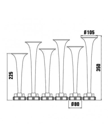 KLAXON 6 TROMPETTES 2.0 19 MELODIES 12/24V BASURI