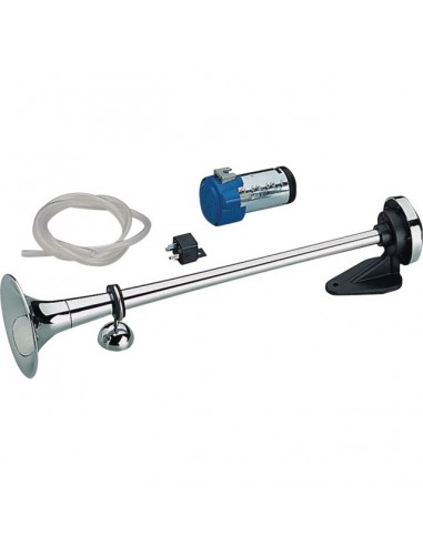 KLAXON TROMPETTE LAITON CHROME AVEC COMPRESSEUR