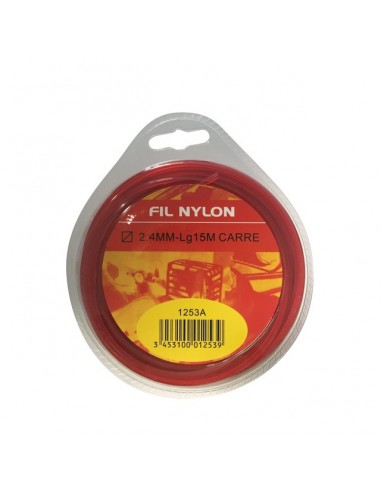 FIL DE DEBROUSSAILLEUSE CARRE 15M 2,4MM ROUGE DEVIDOIR