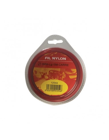 FIL DE DEBROUSSAILLEUSE CARRE 15M 3MM ROUGE DEVIDOIR