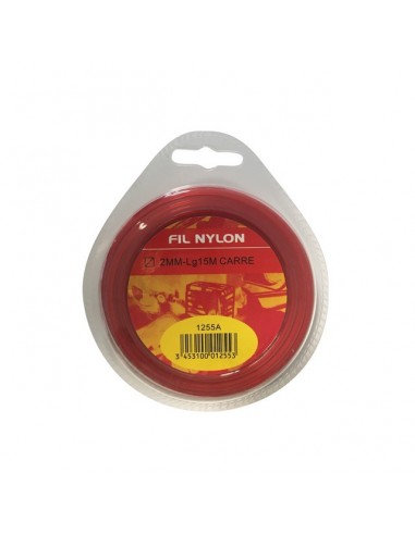 FIL DE DEBROUSSAILLEUSE CARRE 15M 2MM ROUGE DEVIDOIR