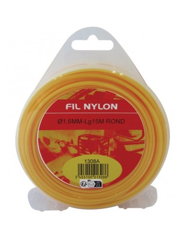 FIL DE DEBROUSSAILLEUSE ROND 15M 1,6 MM JAUNE DEVIDOIR BLISTER