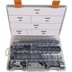 RONDELLES EXTRA LARGE ZINGUES ASSORTIS POUR VIS 5 A 14 MM COFFRET DE 425 PIECES