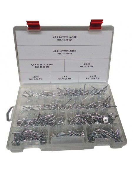 RIVETS AVEUGLES ASSORTIMENT COFFRET DE 350 PIECES