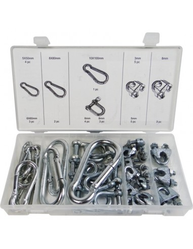 COFFRET 30 MANILLES ,MOUSQUETON, SERRE-CABLES TECHNI-POWER