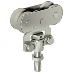 MONTURE A GALET FIXATION SUR CHANT AVEC 2 GALETS EN DERLIN POUR RAIL 35X30 MM 0235D