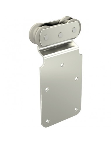 MONTURE A GALET FIXATION SUR PLAT AVEC 2 GALETS EN DERLIN POUR RAIL 50X40 MM 0251D