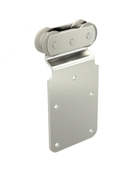 MONTURE A GALET FIXATION SUR PLAT AVEC 2 GALETS EN DERLIN POUR RAIL 50X40 MM 0251D