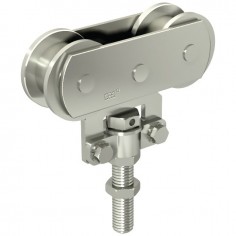 MONTURE A GALET FIXATION SUR CHANT AVEC 2 GALETS EN ACIER POUR RAIL 50X40 MM 0251A