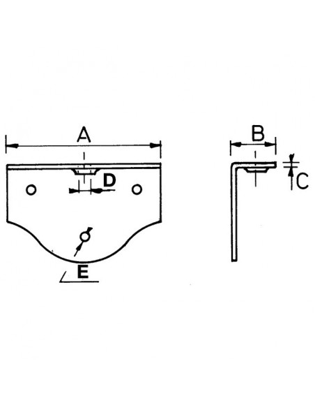 PLATINE EQUERRE POUR FIXATION SUR PLAT AVEC TROU TARAUDE 10 MM 0037