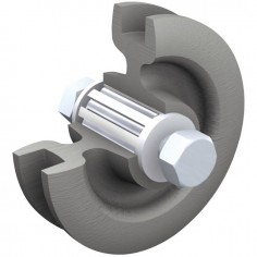 GALET FONTE Ø 82 MM SUR CAGE A ROULEAUX POUR MONTURE DE RAIL FER PLAT 50X10 MM 1002A