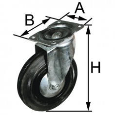ROUE POLYAMIDE PIVOTANTE 125X30 MM PLAT 100X85 MM + PAREFILS 2