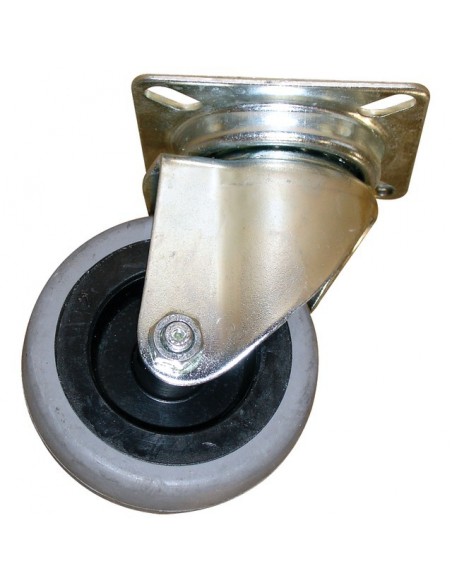 ROUE PIVOTANTE 50X18 MM PLAT 60 X 60 MM CAOUTCHOUC GRIS