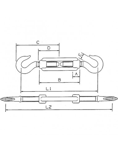 TENDEUR GALVA 2 CROCHETS 6 MM