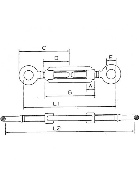 TENDEUR GALVA 2 BOUCLES 6 MM