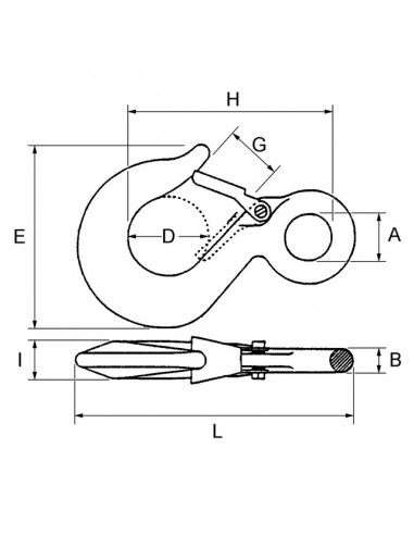 CROCHET DE PALAN           2000 KGS A LINGUET