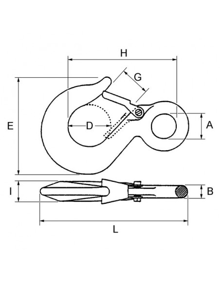 CROCHET DE PALAN           2000 KGS A LINGUET