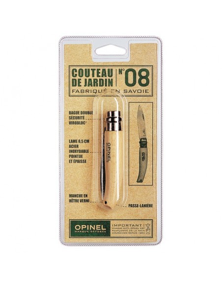 COUTEAU JARDIN LAME ACIER INOX BLISTER