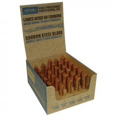 COUTEAU LAME ACIER CARBONE BOITE PRESENTOIR DE 30