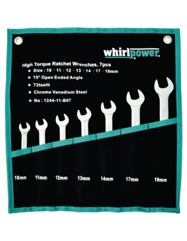 CLES MIXTES A CLIQUET EN TROUSSE DE 7 PIECES WHIRLPOWER