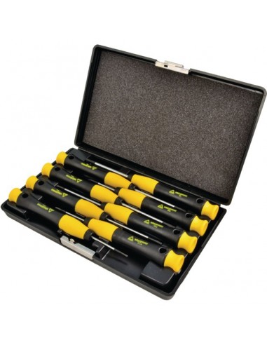 TOURNEVIS ELECTRONIQUES ANTISTATIC A FENTE ET PHILLIPS EN COFFRET DE 8 PIECES