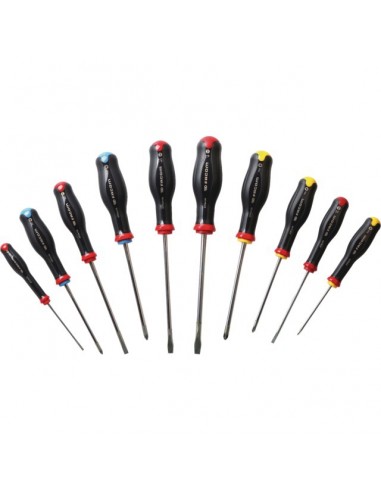 TOURNEVIS PROTWIST 5 FENTE  3 PHILLIPS  2 POZIDRIV JEU DE 10