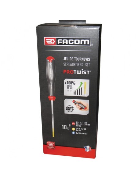 TOURNEVIS PROTWIST 5 FENTE  3 PHILLIPS  2 POZIDRIV JEU DE 10