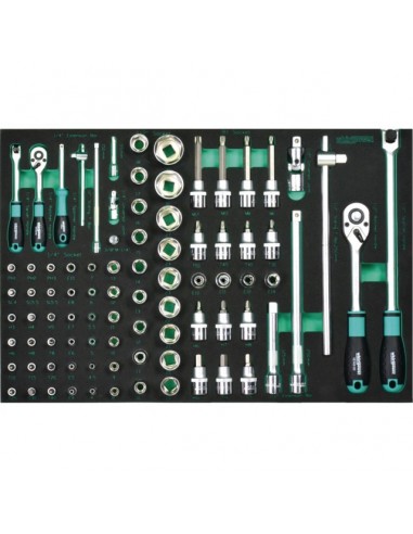 MODULE DE DOUILLES ET ACCESSOIRES 1/4 ET 1/2  DE 86 PIECES POUR SERVANTE 7 TIROIRS WHIRLPOWER