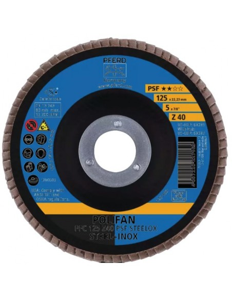 DISQUE À LAMELLES BOMBÉ 125 MM GRAIN 40 POLIFAN