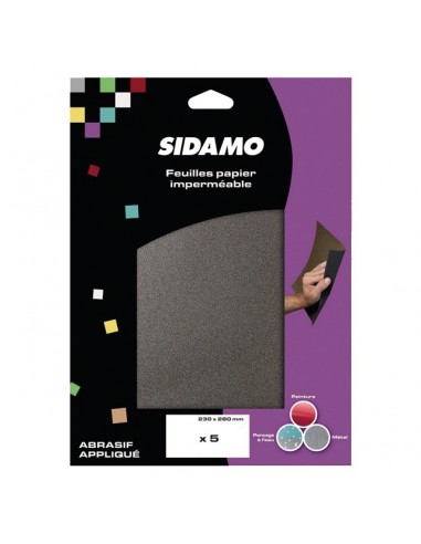 PAPIER ABRASIF IMPERMEABLE 230X280MM GRAIN 600 BLISTER DE 5 FEUILLES