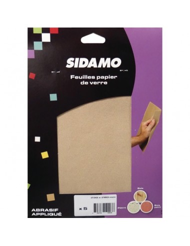 PAPIER DE VERRE 230X280MM GRAIN 150 BLISTER DE 5 FEUILLES